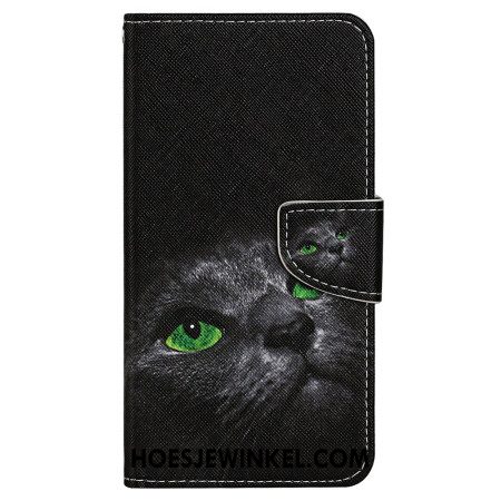 Folio-hoesje Samsung Galaxy S24 Plus 5g Telefoonhoesje Kat Met Groene Ogen En Riem