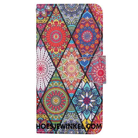 Folio-hoesje Samsung Galaxy S24 Ultra 5g Telefoonhoesje Patchwork Met Riempje