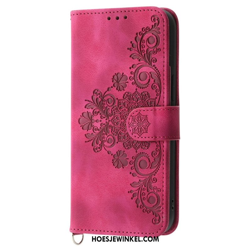 Folio-hoesje iPhone 16 Pro Max Telefoonhoesje Floralie Met Bandje En Schouderband