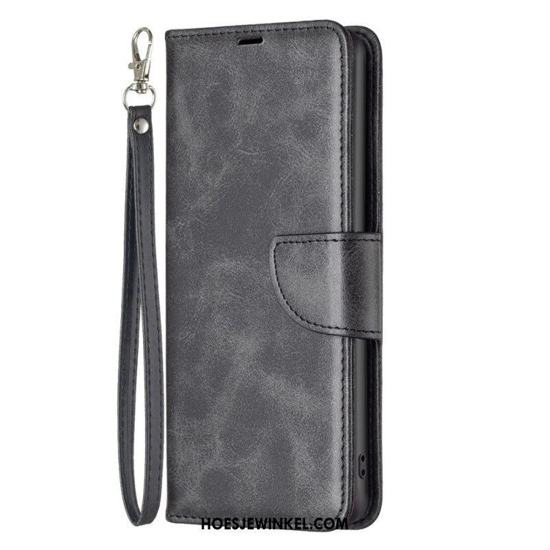 Folio-hoesje iPhone 16 Telefoonhoesje Glad Kunstleer Met Riem