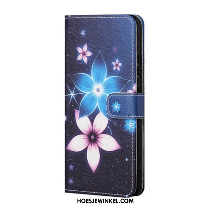 Folio-hoesje voor Xiaomi Redmi Note 10 5G Met Ketting Maanband Bloemen