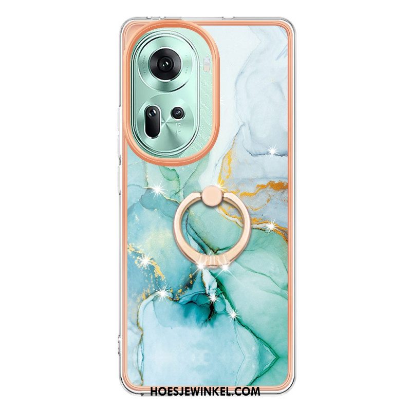 Hoesje Oppo Reno 11 5g Marmeren Design Steunring Bescherming Hoesje