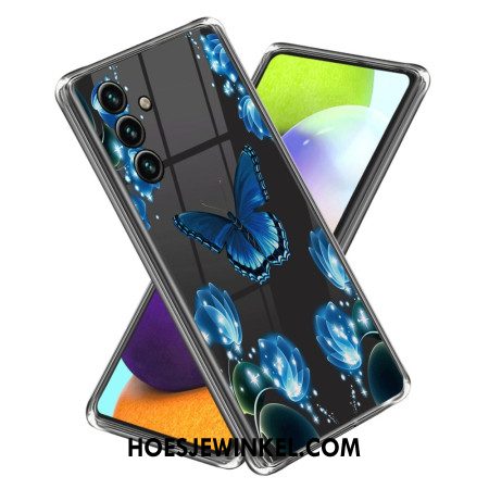 Hoesje Samsung Galaxy A15 5g Blauwe Vlinders En Bloemen