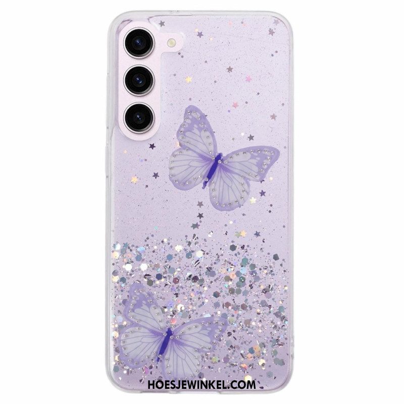 Hoesje Samsung Galaxy S24 5g Glittervlinders Bescherming Hoesje