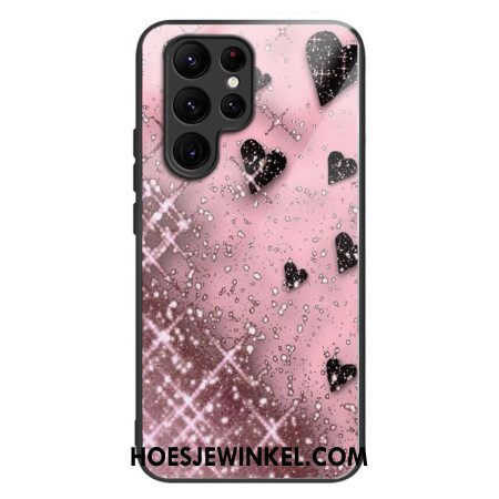 Hoesje Samsung Galaxy S24 Ultra 5g Roze Harten Van Gehard Glas