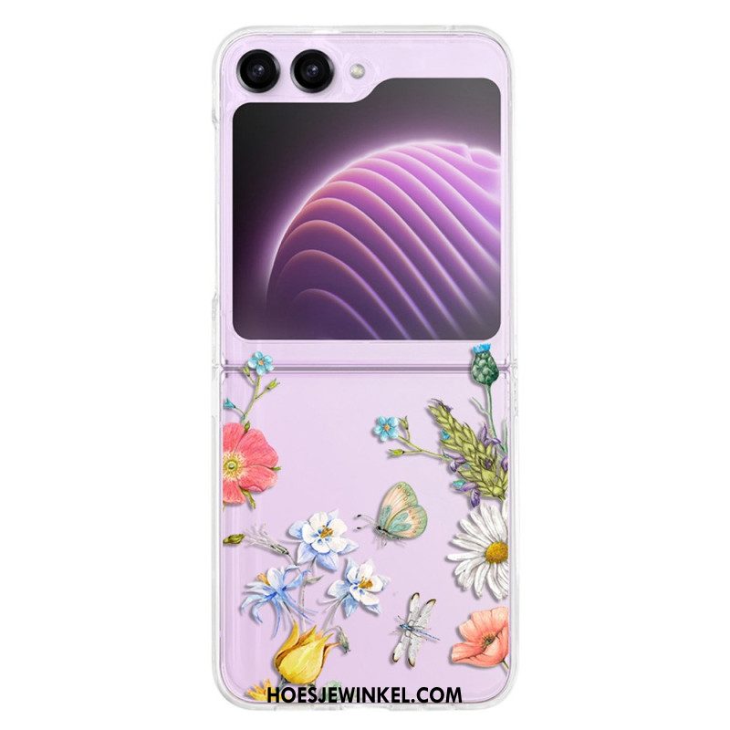 Hoesje Samsung Galaxy Z Flip 5 Transparante Fleurettes