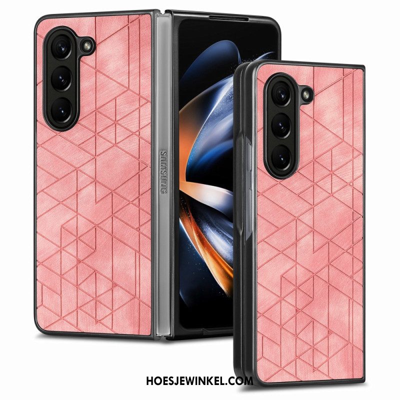 Hoesje Samsung Galaxy Z Fold 5 Geometrische Patronen Van Kunstleer