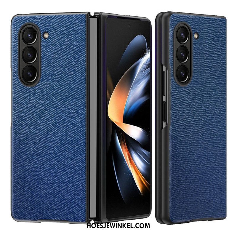 Hoesje Samsung Galaxy Z Fold 5 Leren Stijl Met Geweven Effect Bescherming Hoesje