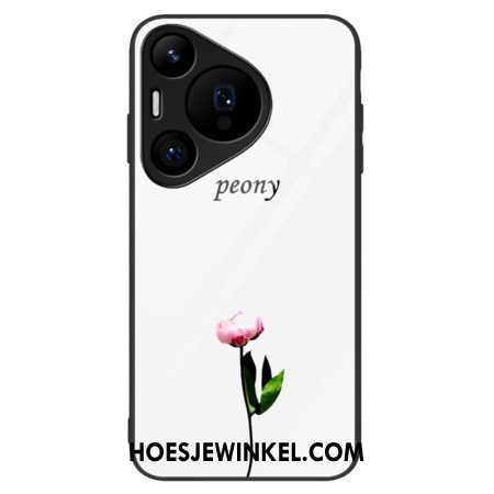 Hoesje Voor Huawei Pura 70 Pro Pioenroos Gehard Glas