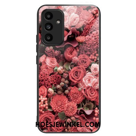 Hoesje Voor Samsung Galaxy A15 5g Rode En Roze Bloemen Van Gehard Glas