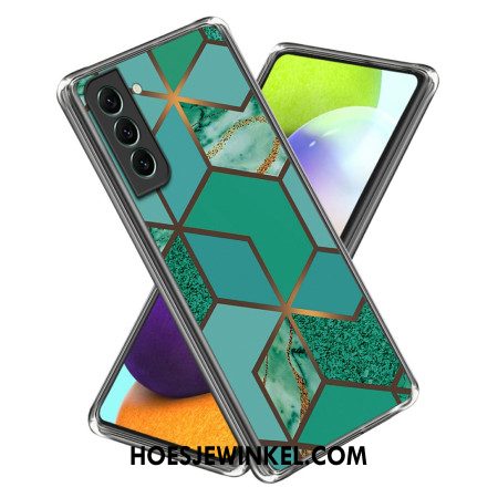 Hoesje Voor Samsung Galaxy S24 5g Abstract Marmerpatroon Groene Geometrie