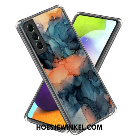 Hoesje Voor Samsung Galaxy S24 5g Oranje Abstract Marmerpatroon