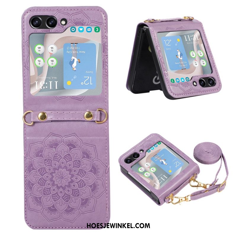 Hoesje Voor Samsung Galaxy Z Flip 5 Mandala Met Schouderband