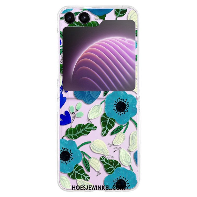 Hoesje Voor Samsung Galaxy Z Flip 5 Transparante Mooie Bloemen