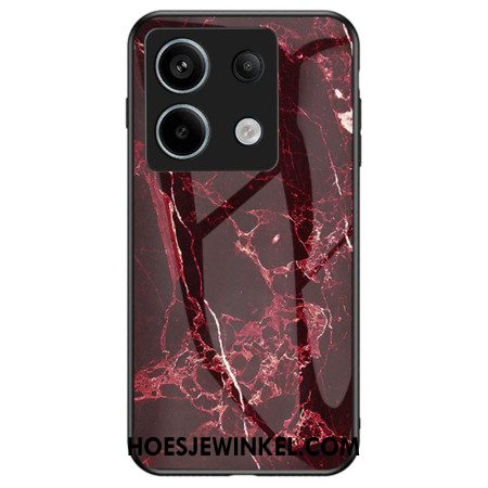 Hoesje Voor Xiaomi Redmi Note 13 Pro 5g Rood Marmer Gehard Glas