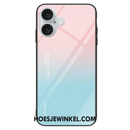 Hoesje Voor iPhone 16 Gradiënt Gehard Glas Roze Blauw