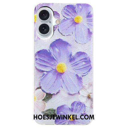 Hoesje Voor iPhone 16 Paarse Bloemen