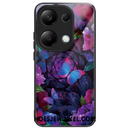 Hoesje Xiaomi Redmi Note 13 Pro 4g Kleurrijke Vlinders Van Gehard Glas Bescherming Hoesje