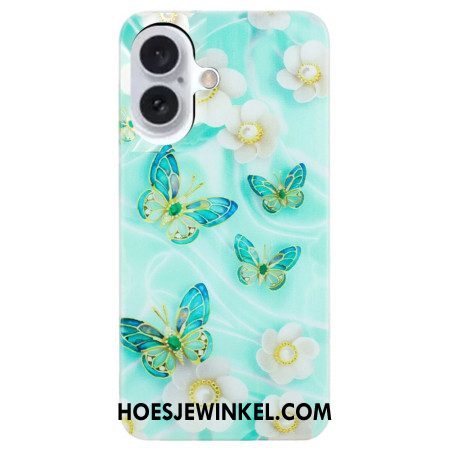 Hoesje iPhone 16 Bloemen En Vlinders