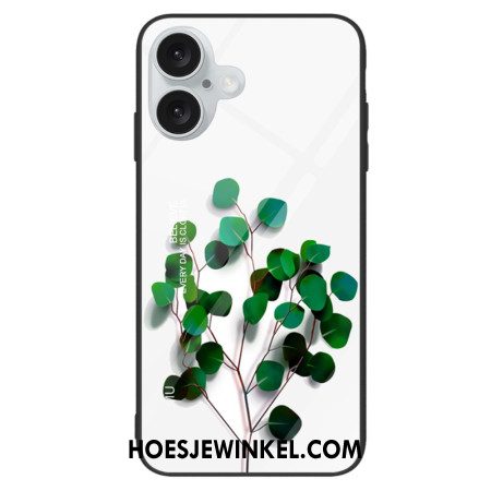 Hoesje iPhone 16 Groene Bladeren Gehard Glas