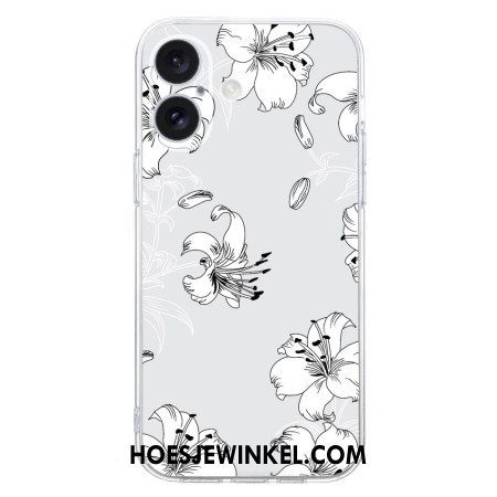 Hoesje iPhone 16 Plus Witte Bloemen