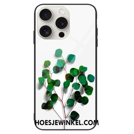 Hoesje iPhone 16 Pro Max Groene Bladeren Gehard Glas Bescherming Hoesje