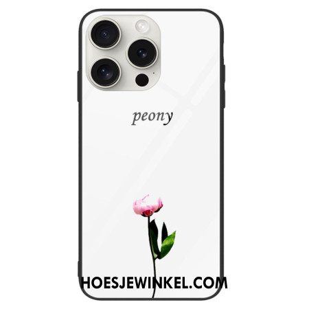 Hoesje iPhone 16 Pro Max Pioenroos Gehard Glas Bescherming Hoesje