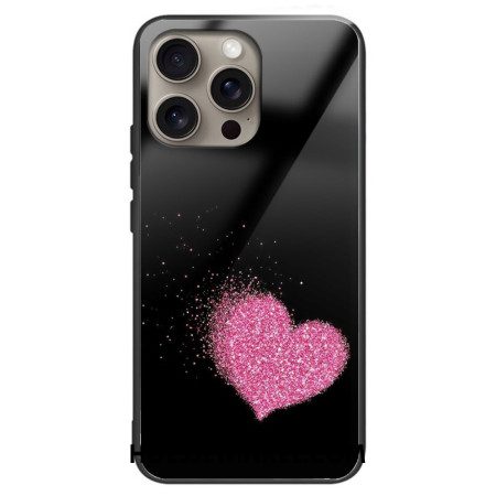 Hoesje iPhone 16 Pro Max Roze Hart Gehard Glas