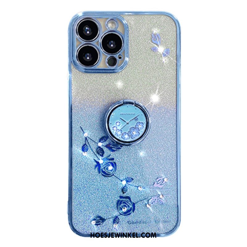 Hoesje iPhone 16 Pro Max Steunring Met Bloem En Strass Kadem