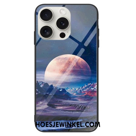 Hoesje iPhone 16 Pro Max Wit Planeet Gehard Glas