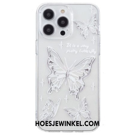 Hoesje iPhone 16 Pro Max Zilveren Vlinders