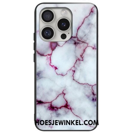 Hoesje iPhone 16 Pro Paars Marmer Gehard Glas