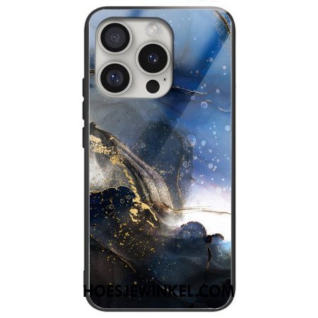 Hoesje iPhone 16 Pro Zwart En Blauw Patroon Bescherming Hoesje