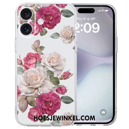 Hoesje iPhone 16 Transparante Borderpioenen