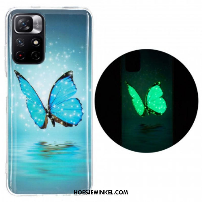 Hoesje voor Xiaomi Redmi Note 11 Pro Plus 5G Fluorescerende Blauwe Vlinder