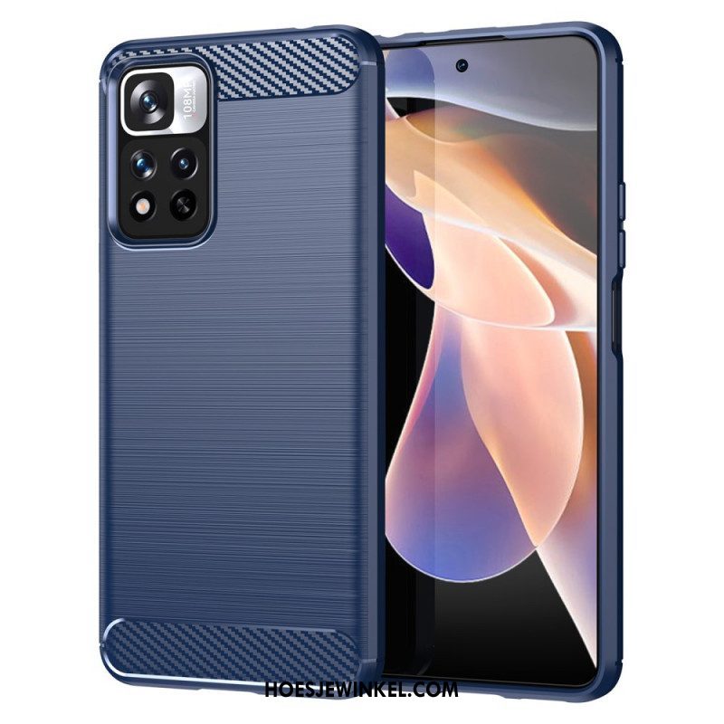 Hoesje voor Xiaomi Redmi Note 11 Pro Plus 5G Geborstelde Koolstofvezel