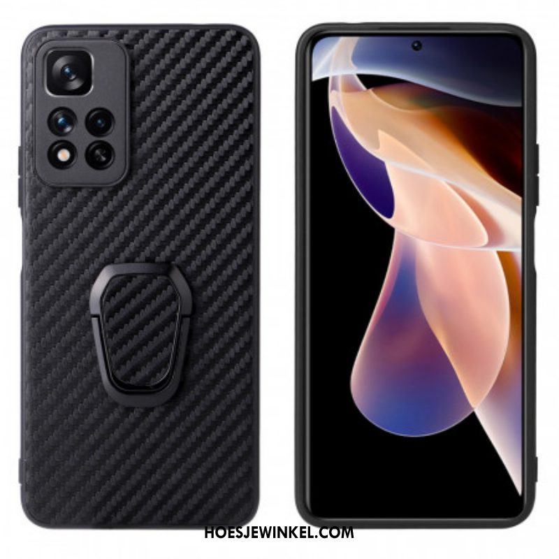 Hoesje voor Xiaomi Redmi Note 11 Pro Plus 5G Ringsteun Van Koolstofvezel