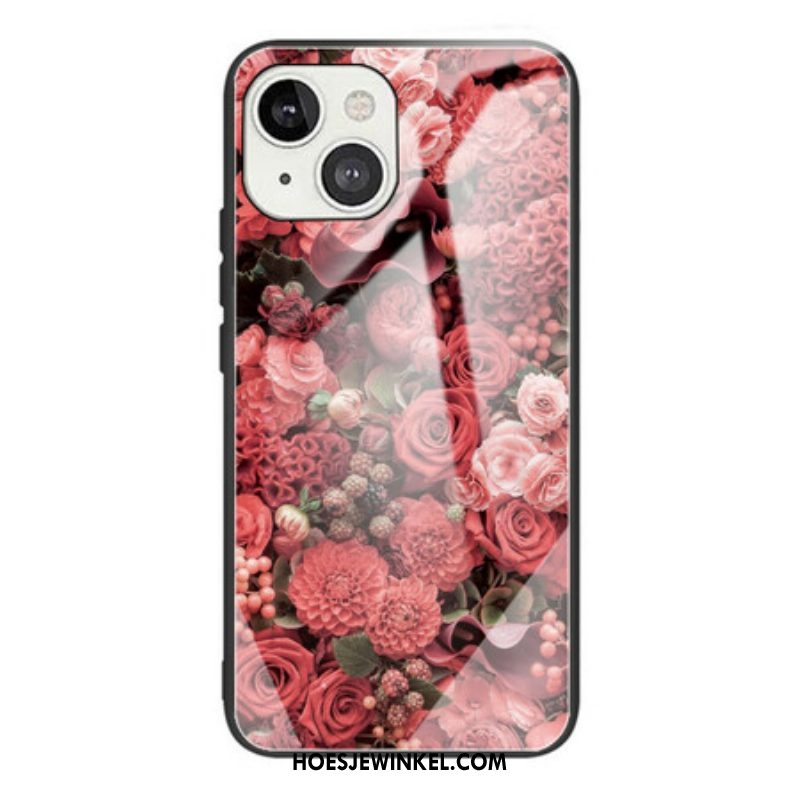 Hoesje voor iPhone 13 Mini Rose Bloemen Gehard Glas