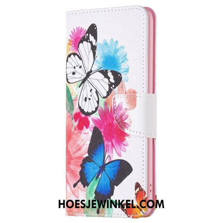 Leren Hoesje Oppo A98 5g Twee Vlinders