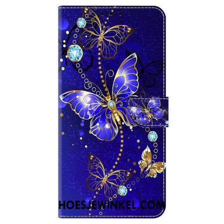 Leren Hoesje Samsung Galaxy A15 Diamanten Vlinder Bescherming Hoesje