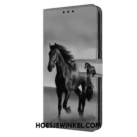 Leren Hoesje Samsung Galaxy A15 Zwart Paard Bescherming Hoesje