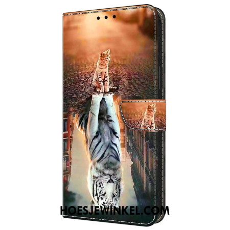 Leren Hoesje Samsung Galaxy A55 5g Kittendroom Bescherming Hoesje