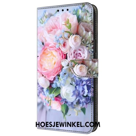 Leren Hoesje Samsung Galaxy A55 5g Kleurrijke Bloemen Bescherming Hoesje