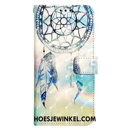 Leren Hoesje Samsung Galaxy S24 5g Blauwe Aquarel Dromenvanger Bescherming Hoesje