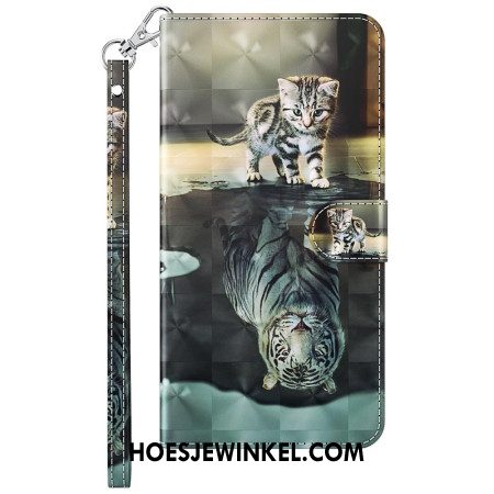 Leren Hoesje Samsung Galaxy S24 5g Droom Van Kitten Met Riem Bescherming Hoesje