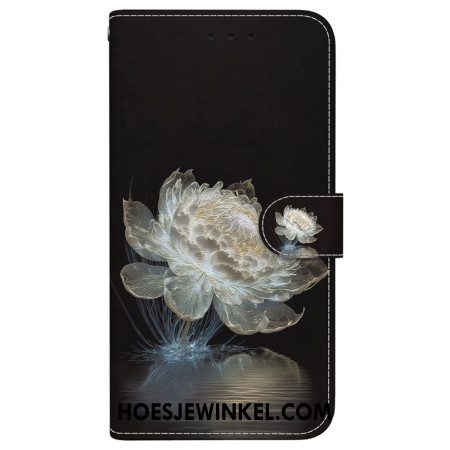 Leren Hoesje Samsung Galaxy S24 Fe Kristallen Pioen Met Riem Bescherming Hoesje