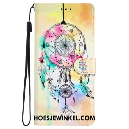 Leren Hoesje Samsung Galaxy S24 Plus 5g Aquarel Dromenvanger Met Riem