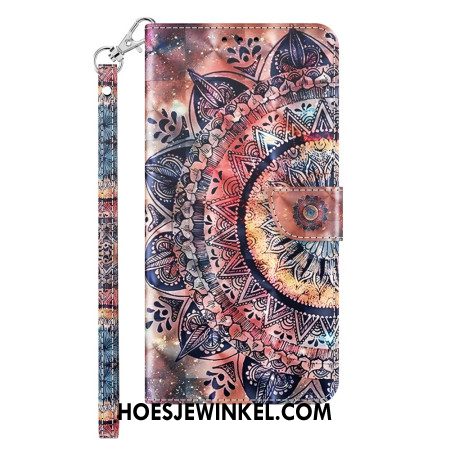 Leren Hoesje Samsung Galaxy S24 Plus 5g Mandala Roodtinten Met Bandje