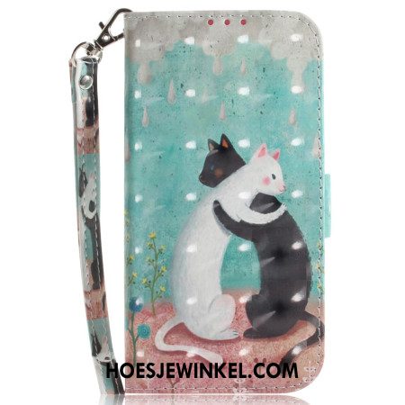 Leren Hoesje Samsung Galaxy S24 Plus 5g Twee Stringkatten Bescherming Hoesje