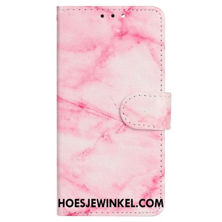 Leren Hoesje Voor Oppo A98 5g Roze Marmer